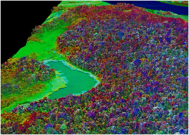 The Peruvian Amazon as seen by the Carnegie Airborne Observatory (CAO). Image courtesy of Carnegie Airborne Observatory (as published in New Scientist)