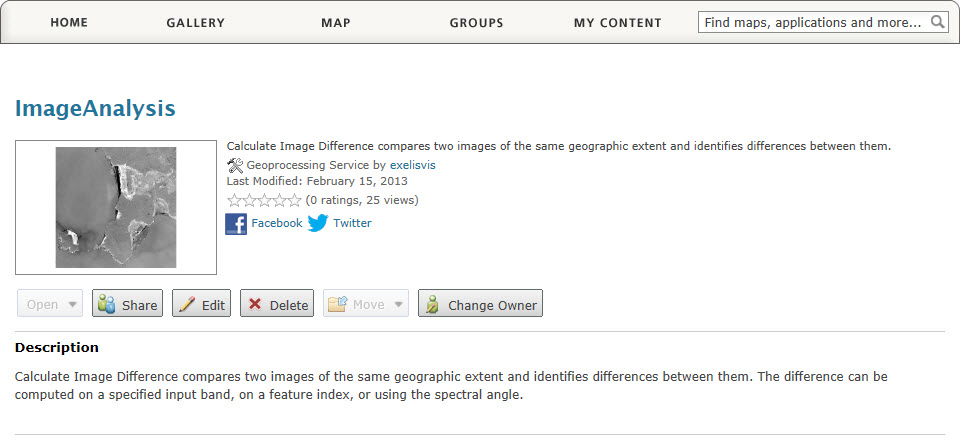 ArcGIS Online 中的 ENVI 地理处理服务